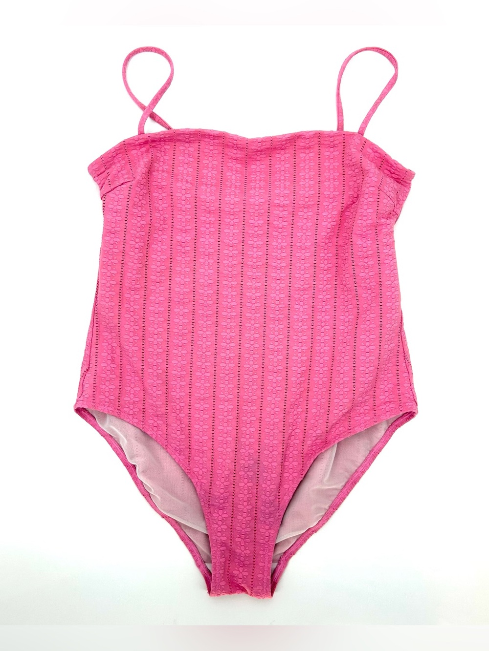 Boden Skinny Strap One Piece Swimsuit Textured Pink